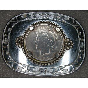 Western Belt Buckle An Authentic 1922 Peace Silver Dollar Coin